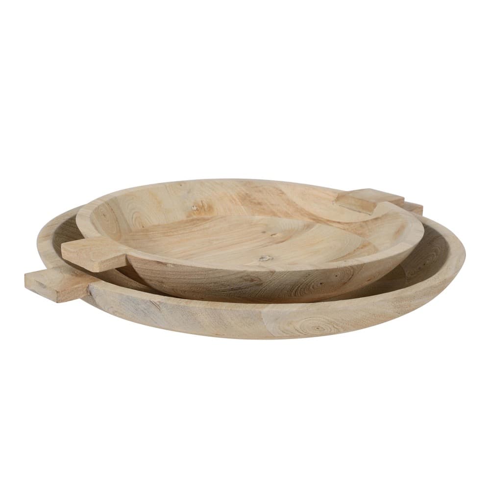 Sandblasted Oak Wooden Bowls Set of 2 by BIDKhome - Image 3