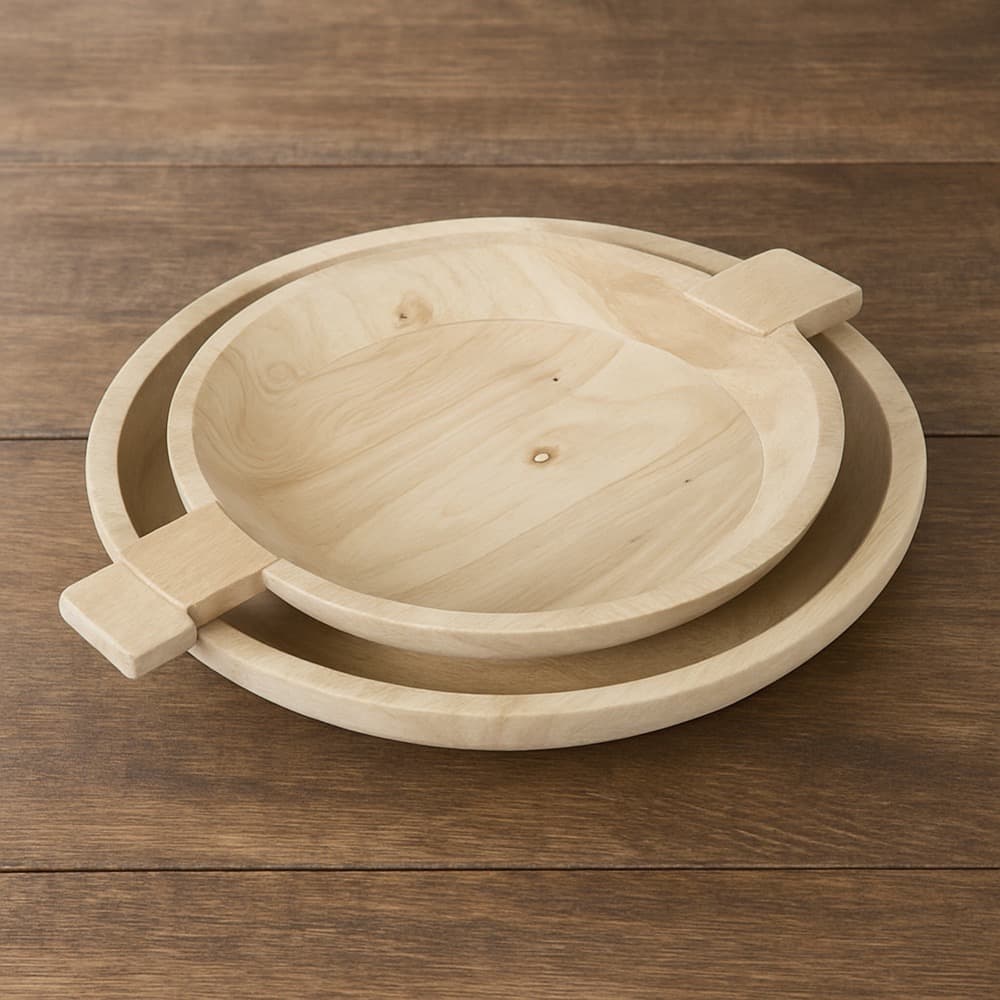 Sandblasted Oak Wooden Bowls Set of 2 by BIDKhome - Image 5