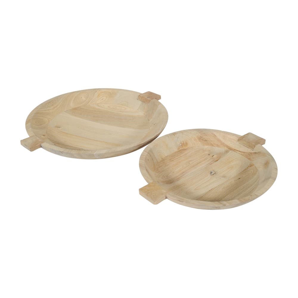 Sandblasted Oak Wooden Bowls Set of 2 by BIDKhome - Image 7