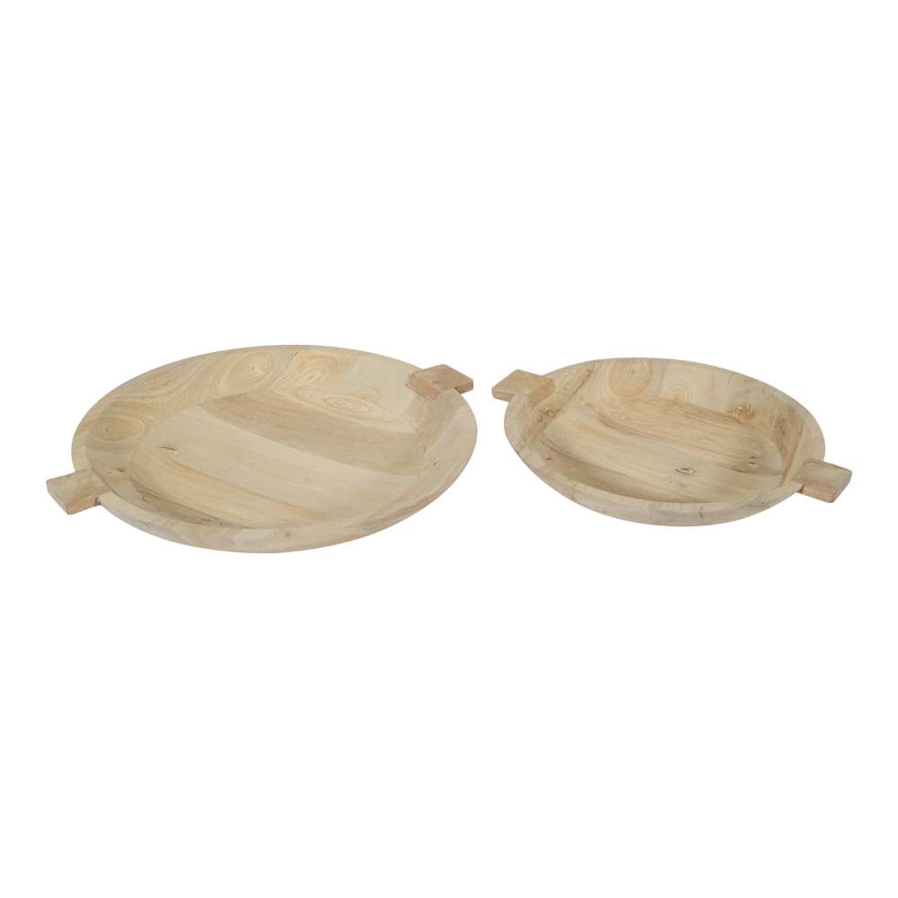 Sandblasted Oak Wooden Bowls Set of 2 by BIDKhome - Image 8