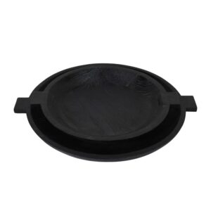 Sandblasted Black Wooden Bowls Set of 2 by BIDKhome