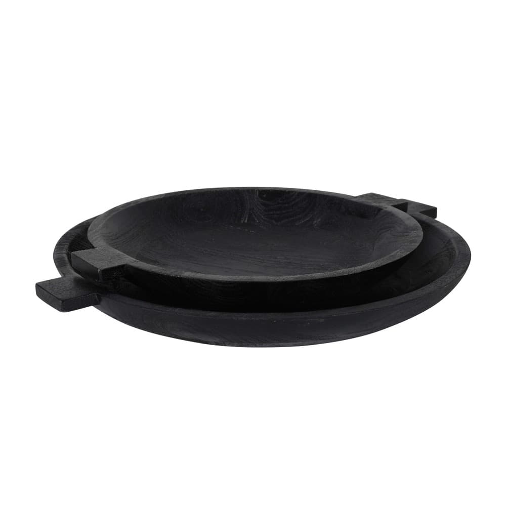 Sandblasted Black Wooden Bowls Set of 2 by BIDKhome - Image 3