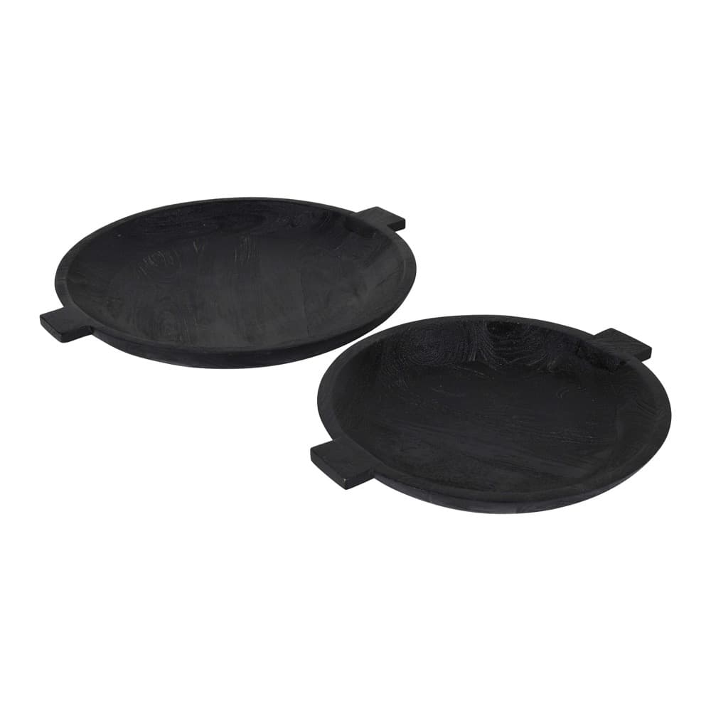 Sandblasted Black Wooden Bowls Set of 2 by BIDKhome - Image 7