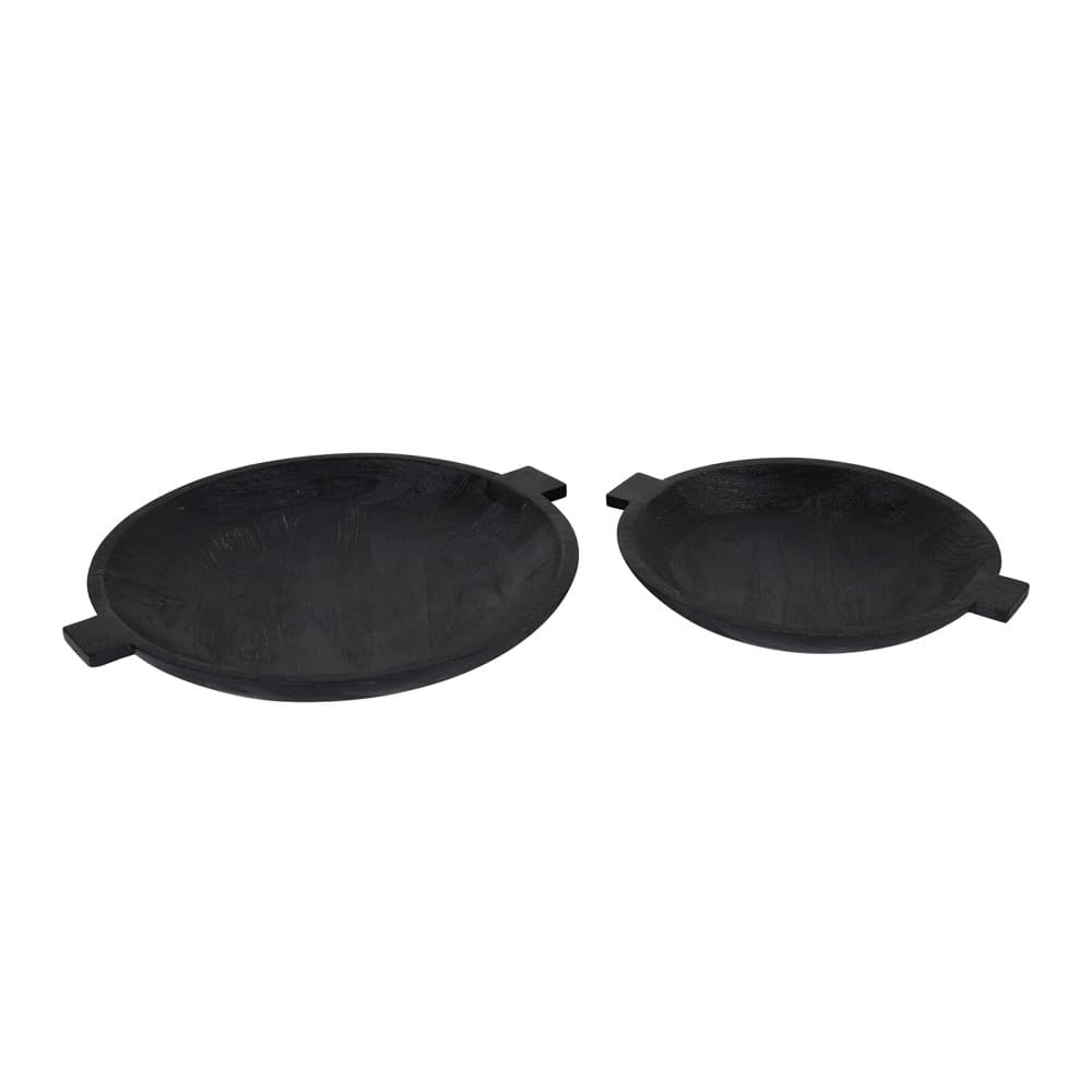 Sandblasted Black Wooden Bowls Set of 2 by BIDKhome - Image 8