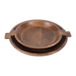 Brown Wooden Bowls Set of 2 by BIDKhome