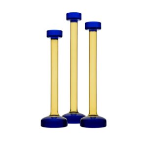 Yellow & Blue Glass Candle Holder in 3 Sizes by BIDKhome