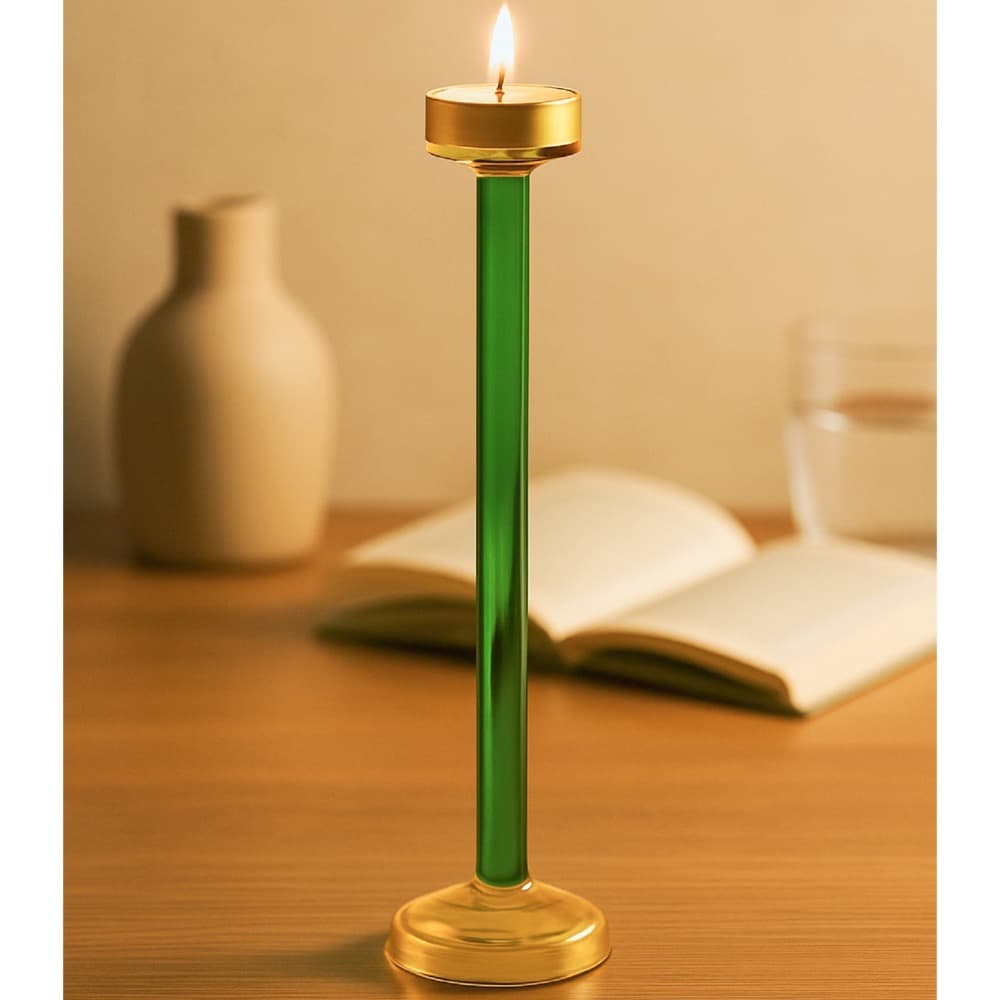 Yellow & Green Glass Candle Holder in 3 Sizes by BIDKhome - Image 2