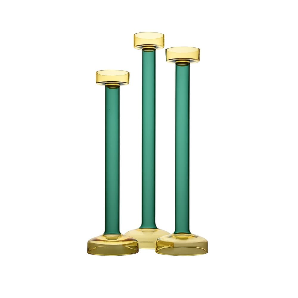 Yellow & Green Glass Candle Holder in 3 Sizes by BIDKhome