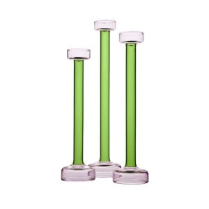 Pink & Green Glass Candle Holder in 3 Sizes by BIDKhome