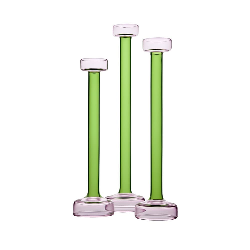 Pink & Green Glass Candle Holder in 3 Sizes by BIDKhome