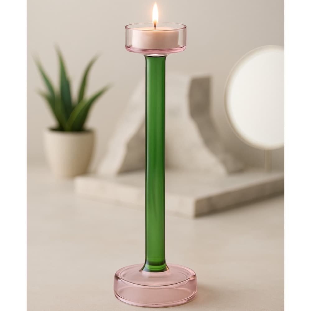 Pink & Green Glass Candle Holder in 3 Sizes by BIDKhome - Image 8