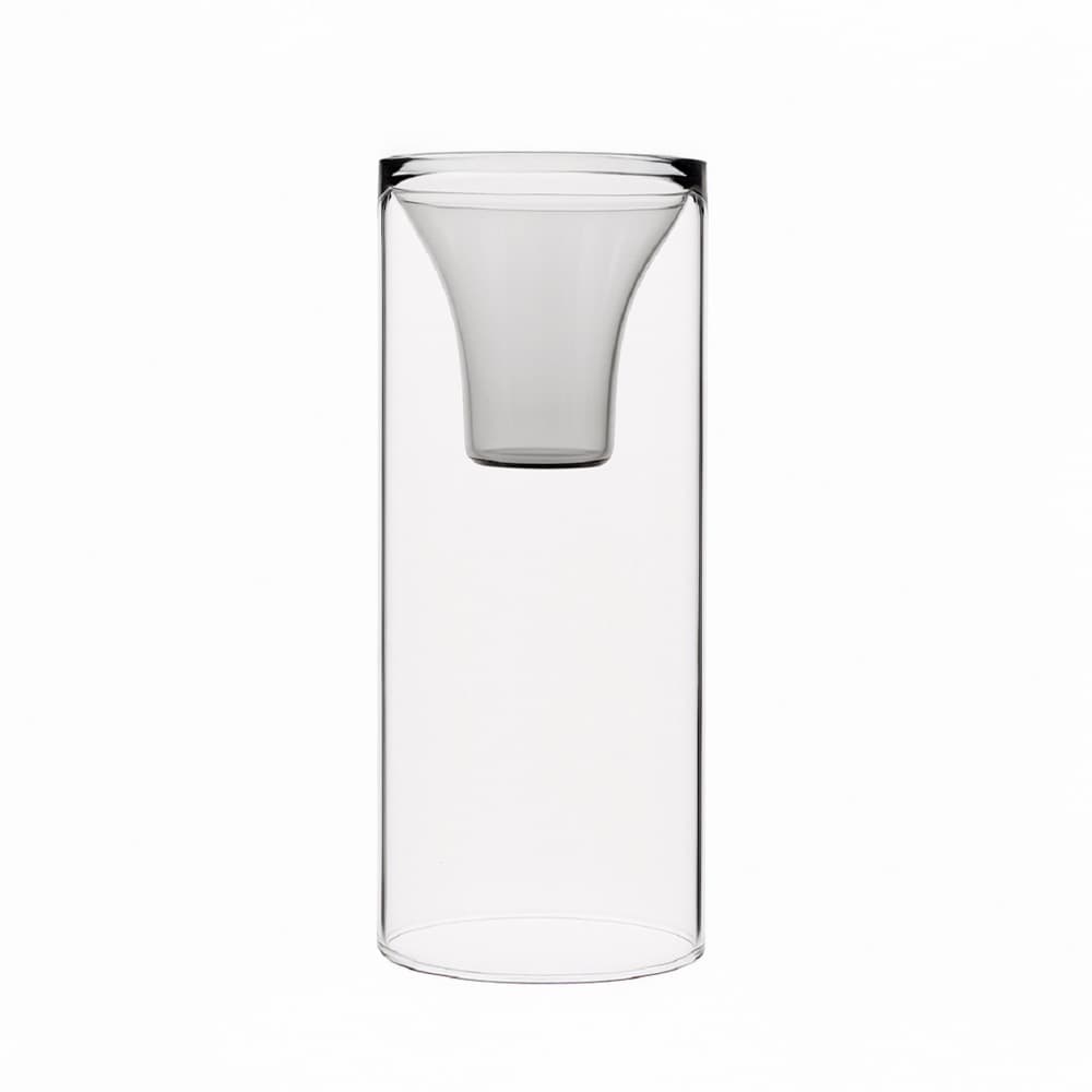 Clear & Gray Glass Candle Holder by BIDKhome