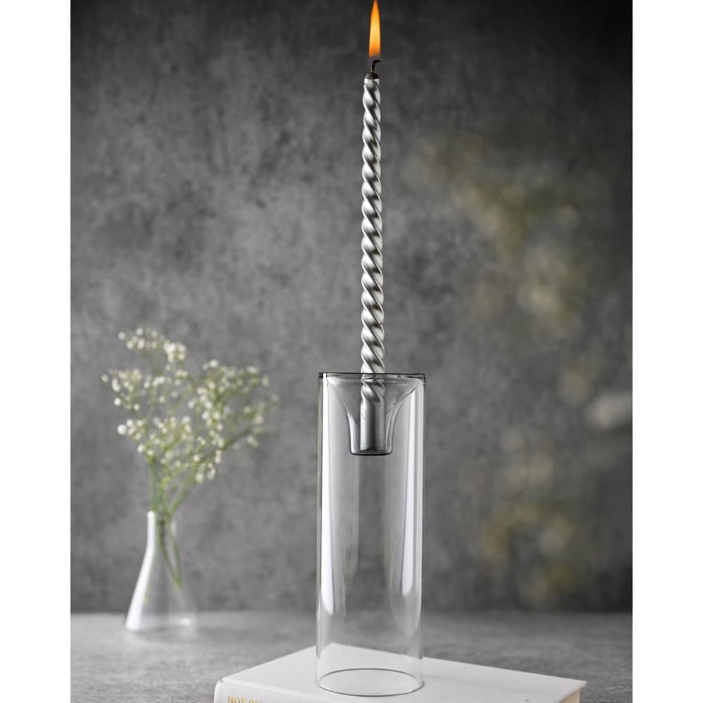 Clear & Gray Glass Candle Holder by BIDKhome - Image 2