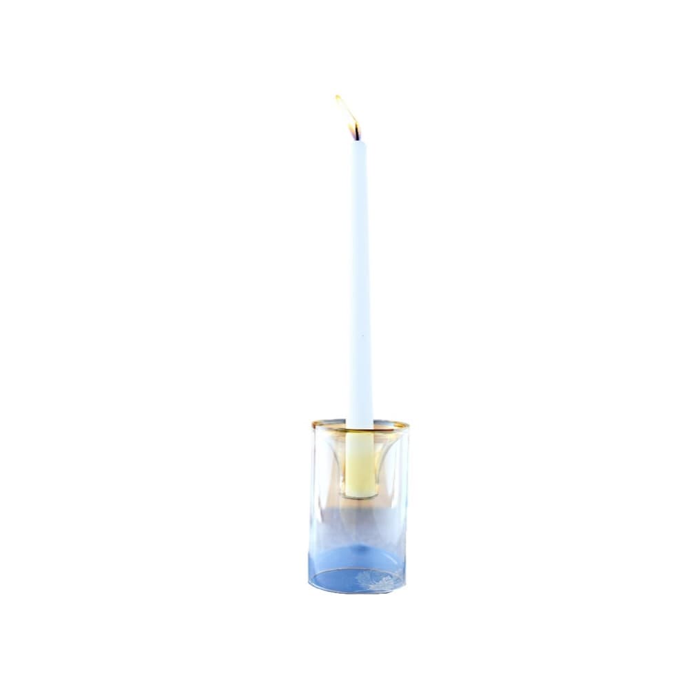 Clear & Yellow Glass Candle Holder by BIDKhome
