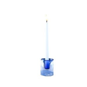 Clear & Blue Glass Candle Holder by BIDKhome