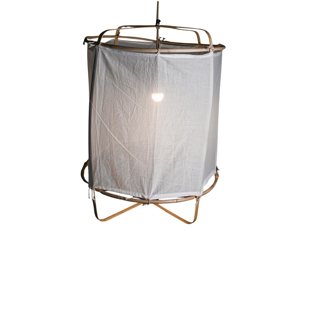 Pendant Light with Natural Bamboo Frame in 2 Sizes by BIDKhome - Image 7