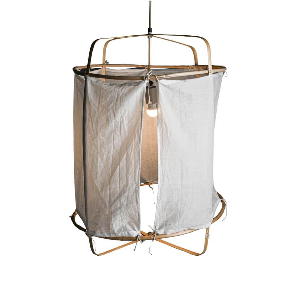 Pendant Light with Natural Bamboo Frame in 2 Sizes by BIDKhome - Image 11