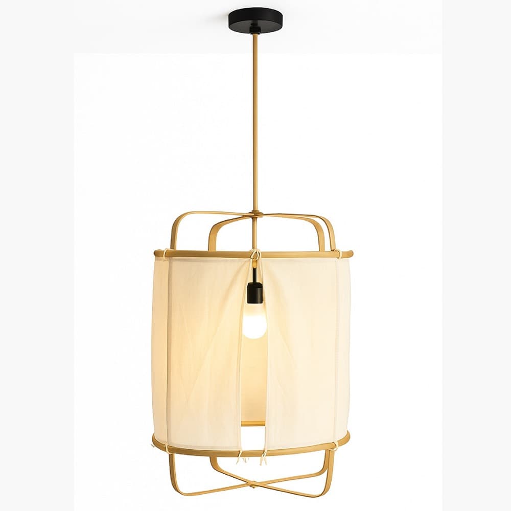 Pendant Light with Natural Bamboo Frame in 2 Sizes by BIDKhome - Image 12