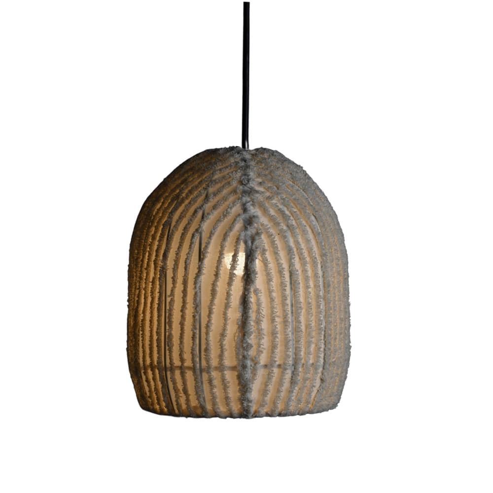 Striped White Cotton Pendant Lamp in 2 Sizes by BIDKhome - Image 12