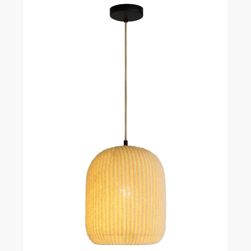 Striped White Cotton Pendant Lamp in 2 Sizes by BIDKhome - Image 14