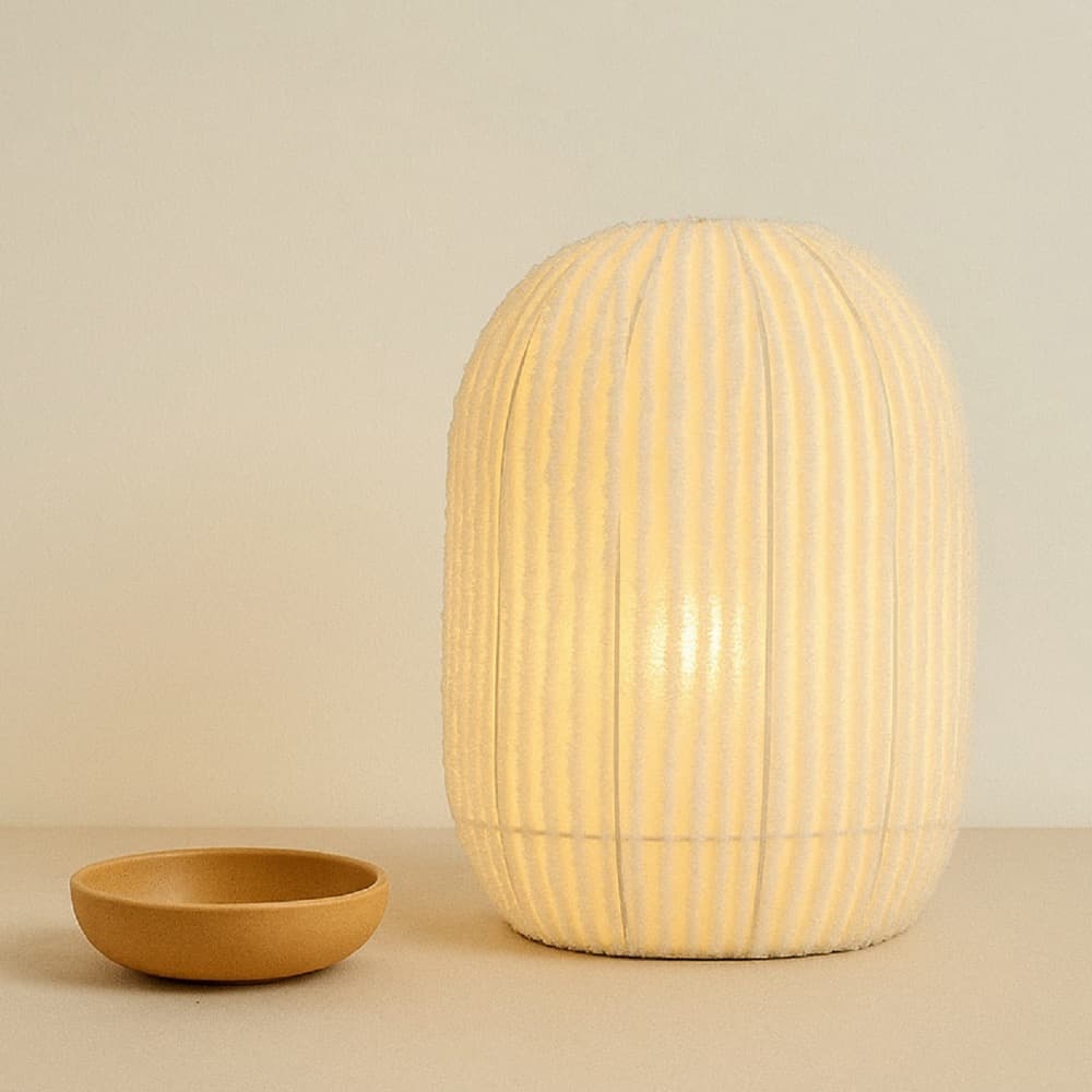 Striped White Cotton Table Lamp in 2 Sizes by BIDKhome - Image 9
