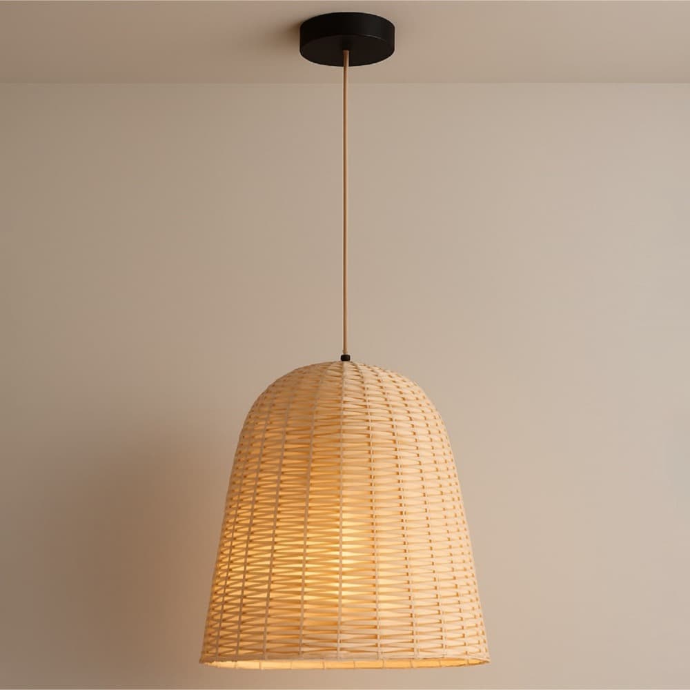 Rattan White Pendant Lamp in 2 Sizes by BIDKhome - Image 2
