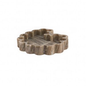 Brown Organic Shaped Ribbed Marble Tray by BIDKhome
