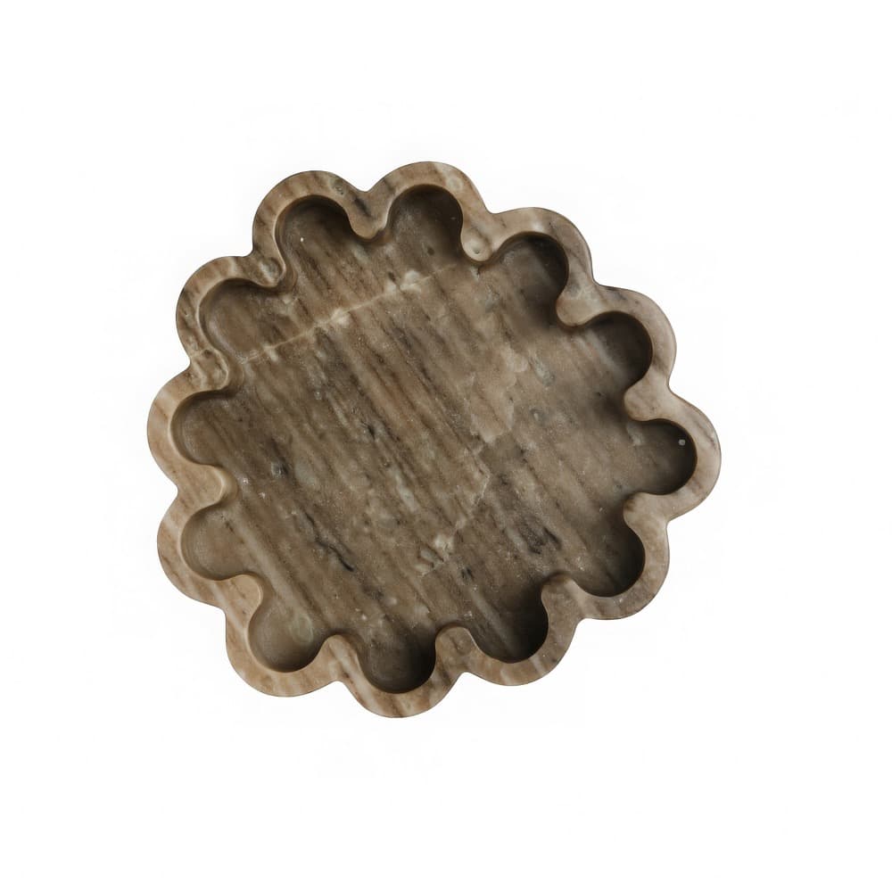 Brown Organic Shaped Ribbed Marble Tray by BIDKhome - Image 2