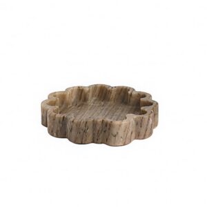 Brown Organic Shaped Ribbed Marble Tray by BIDKhome