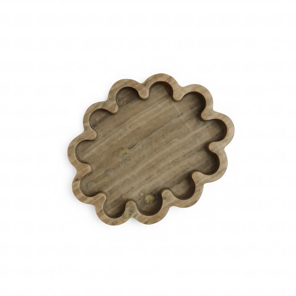 Brown Organic Shaped Ribbed Marble Tray by BIDKhome - Image 2