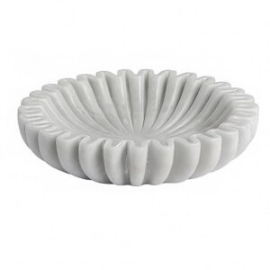 Fluted Marble White Bowl by BIDKhome
