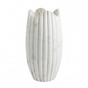 Fluted Marble White Vase by BIDKhome