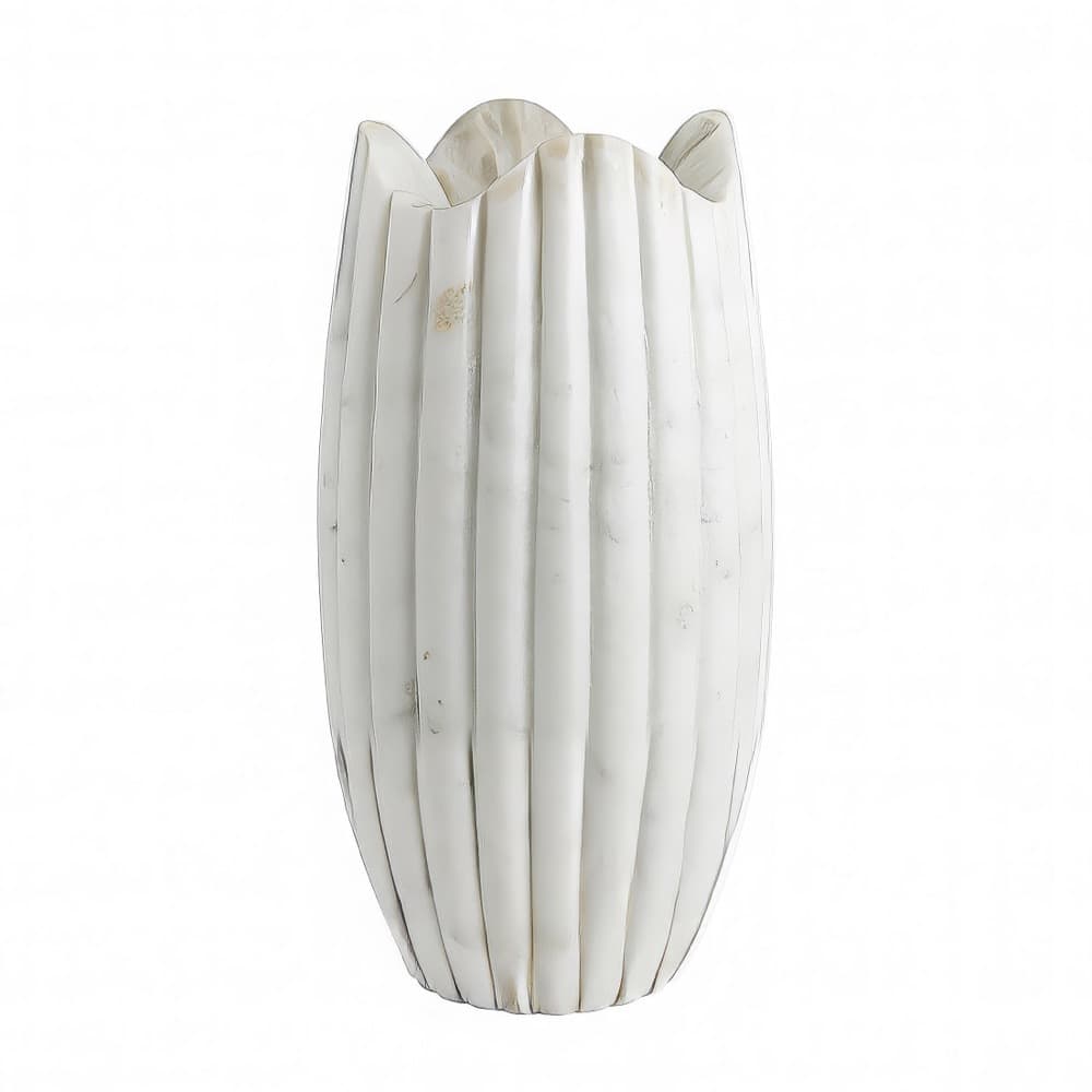 Fluted Marble White Vase by BIDKhome