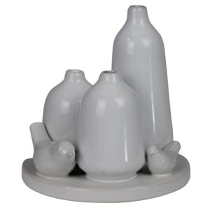 Vase Trio with Two Birds by HomArt