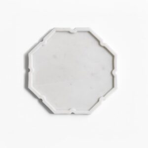 White Marble Lotus Tray by BIDKhome