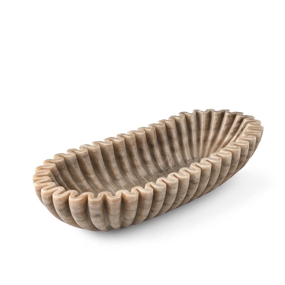 Brown Marble Ruffled Oval Bowl by BIDKhome