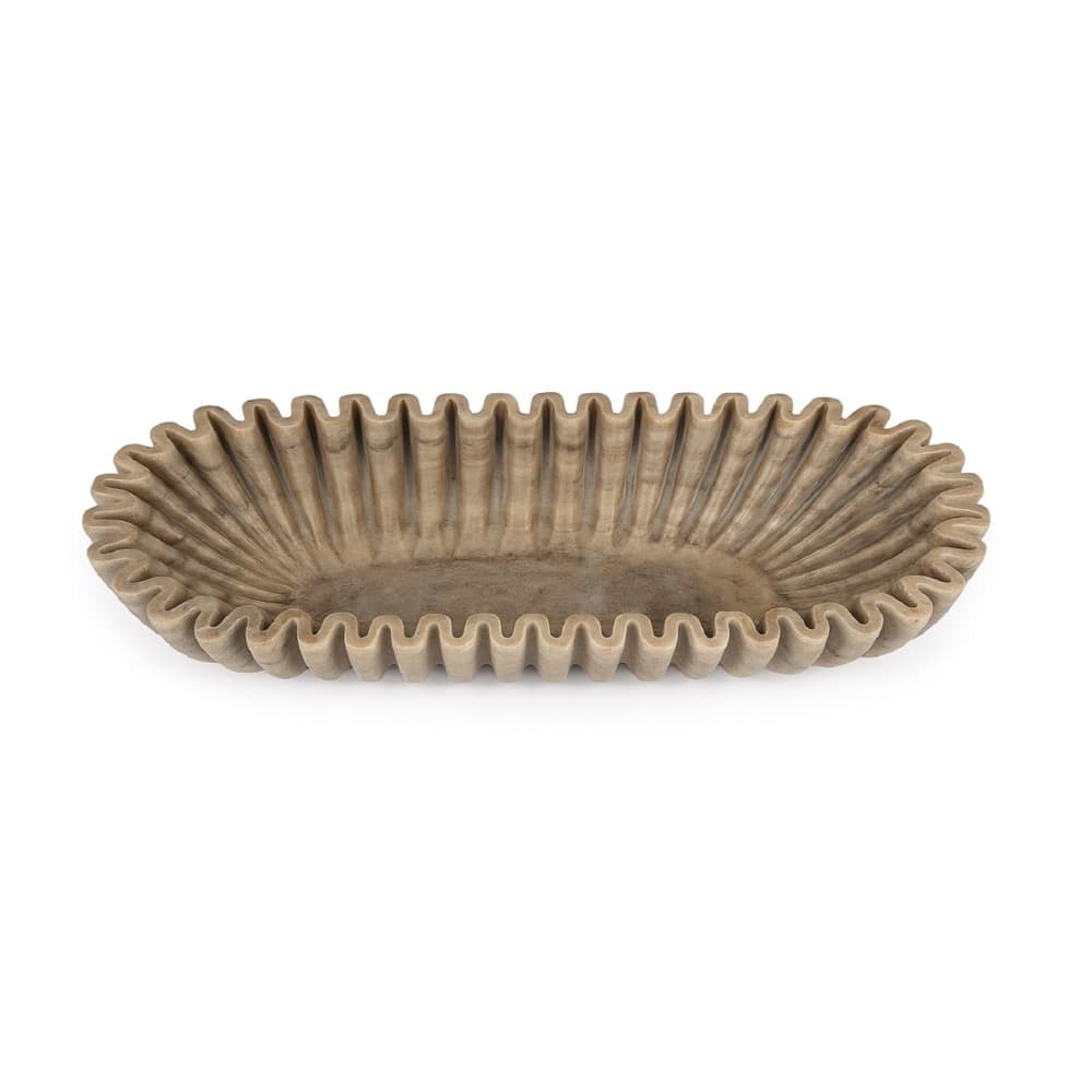 Brown Marble Ruffled Oval Bowl by BIDKhome - Image 2