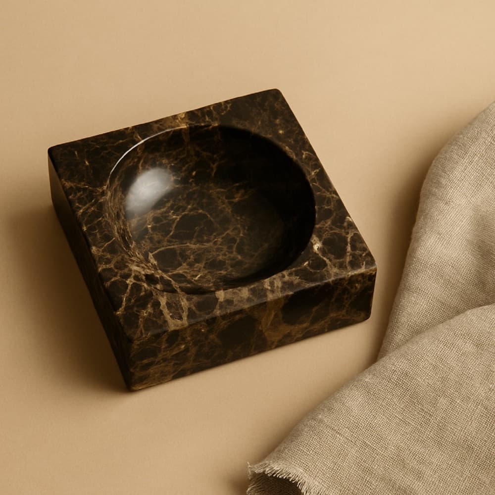 Brown Emperador Square Bowls in 2 Sizes by BIDKhome - Image 4