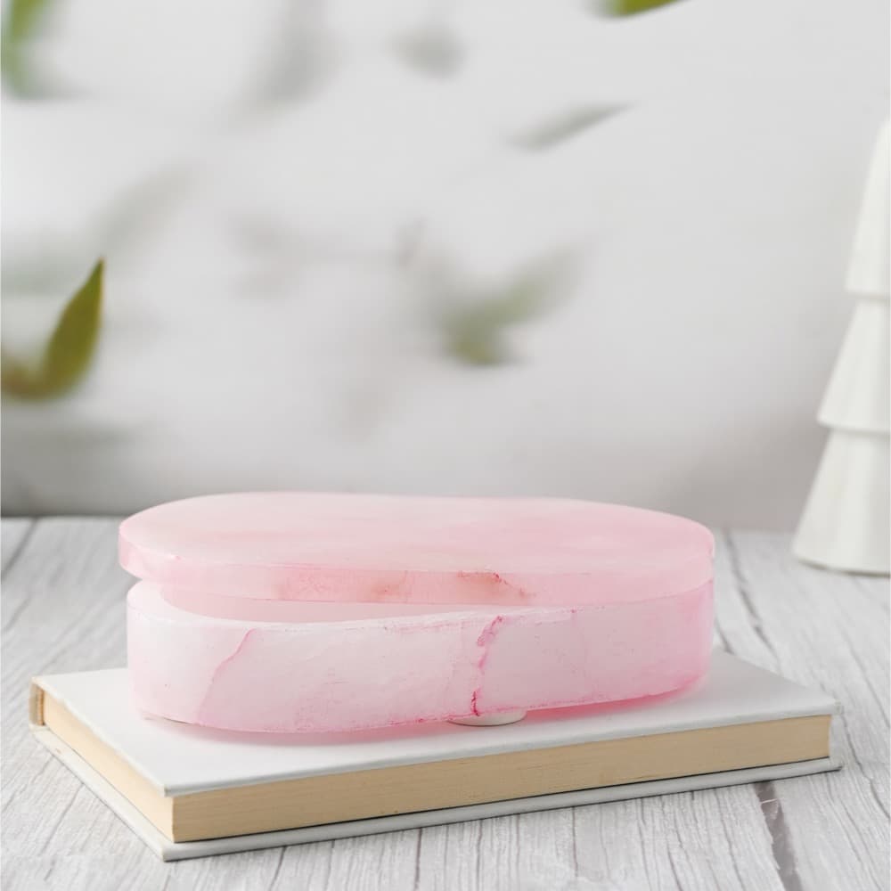 Pink Alabaster Oval Display Boxes in 3 Sizes by BIDKhome - Image 10