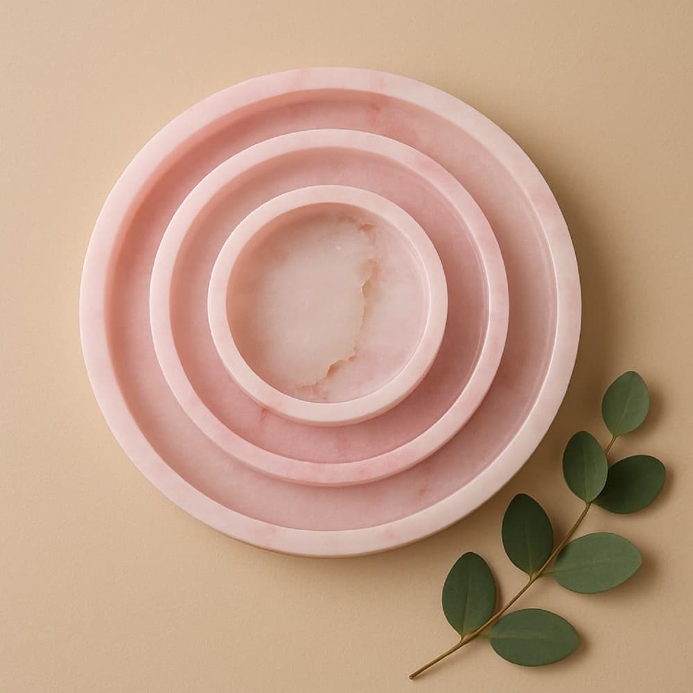 Pink Alabaster Round Trays in 3 Sizes by BIDKhome - Image 3