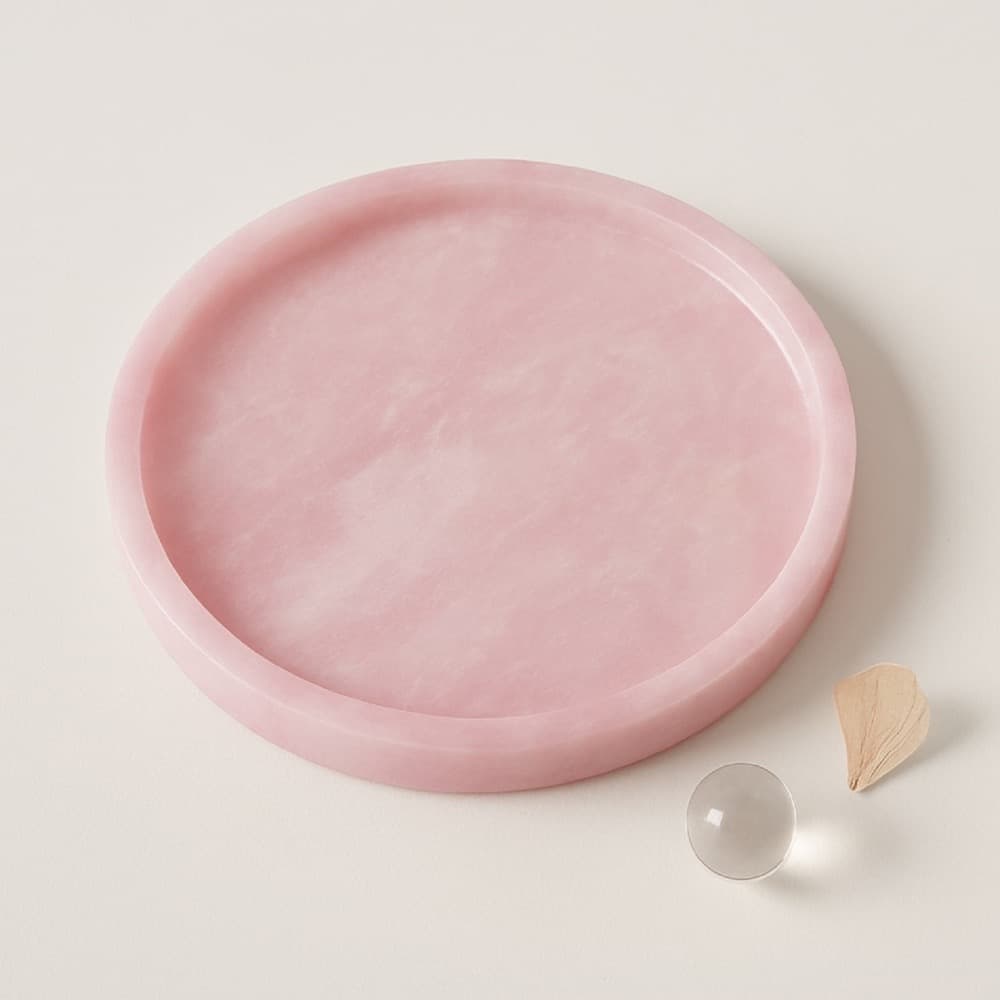 Pink Alabaster Round Trays in 3 Sizes by BIDKhome - Image 7