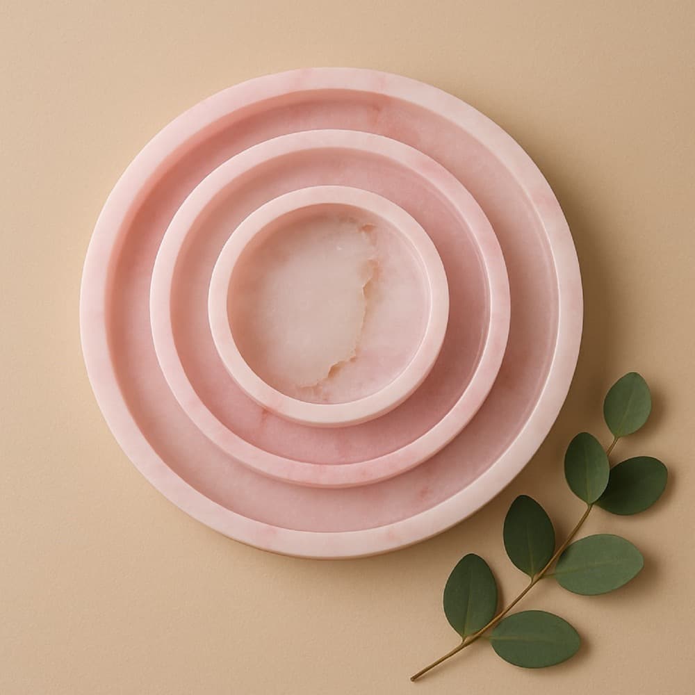 Pink Alabaster Round Trays in 3 Sizes by BIDKhome - Image 9