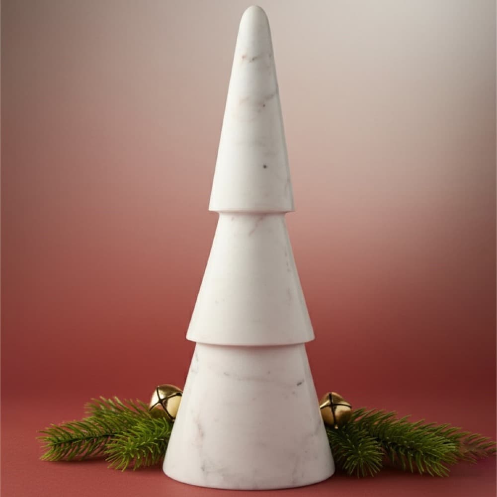 White Marble Decorative Christmas Trees in 3 Sizes by BIDKhome - Image 2