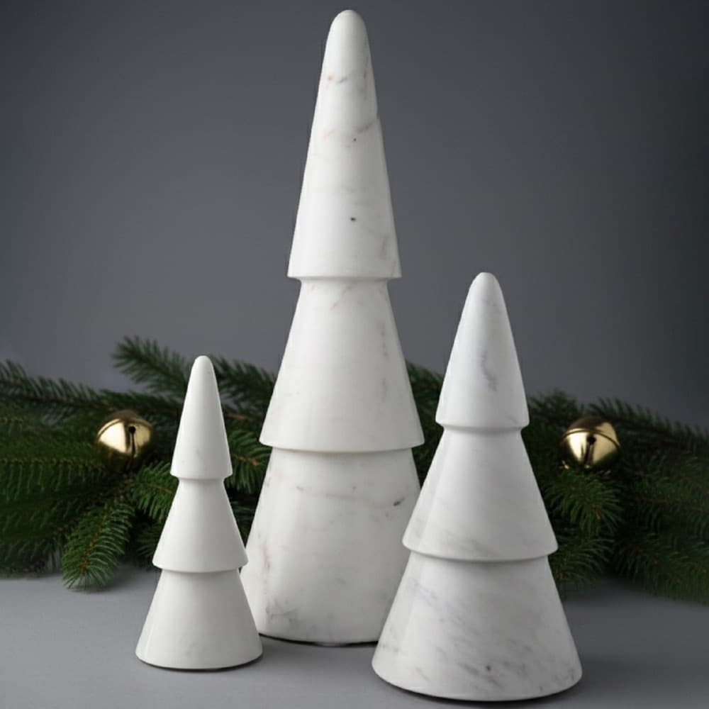White Marble Decorative Christmas Trees in 3 Sizes by BIDKhome - Image 4