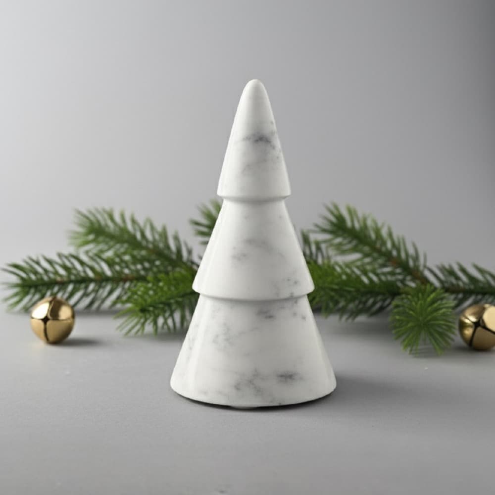 White Marble Decorative Christmas Trees in 3 Sizes by BIDKhome - Image 6