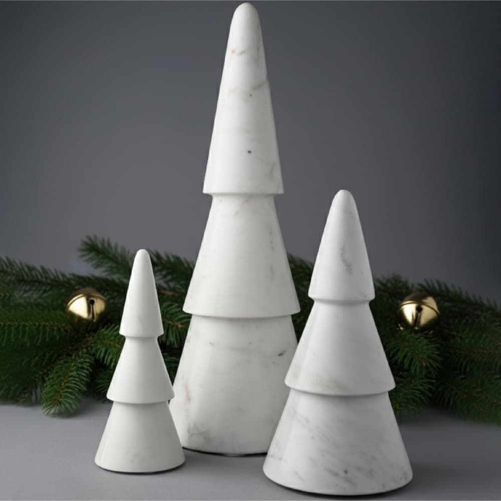 White Marble Decorative Christmas Trees in 3 Sizes by BIDKhome - Image 8