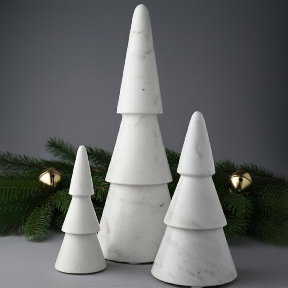 White Marble Decorative Christmas Trees in 3 Sizes by BIDKhome - Image 12