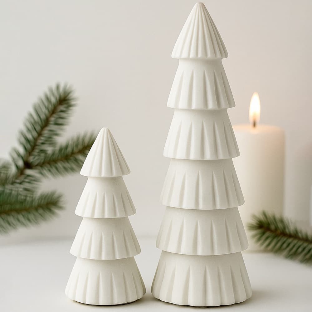 White Fluted Marble Christmas Trees in 2 Sizes by BIDKhome - Image 4