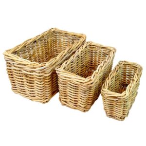 Set of 3 Natural Rectangle Rattan Baskets by BIDKhome