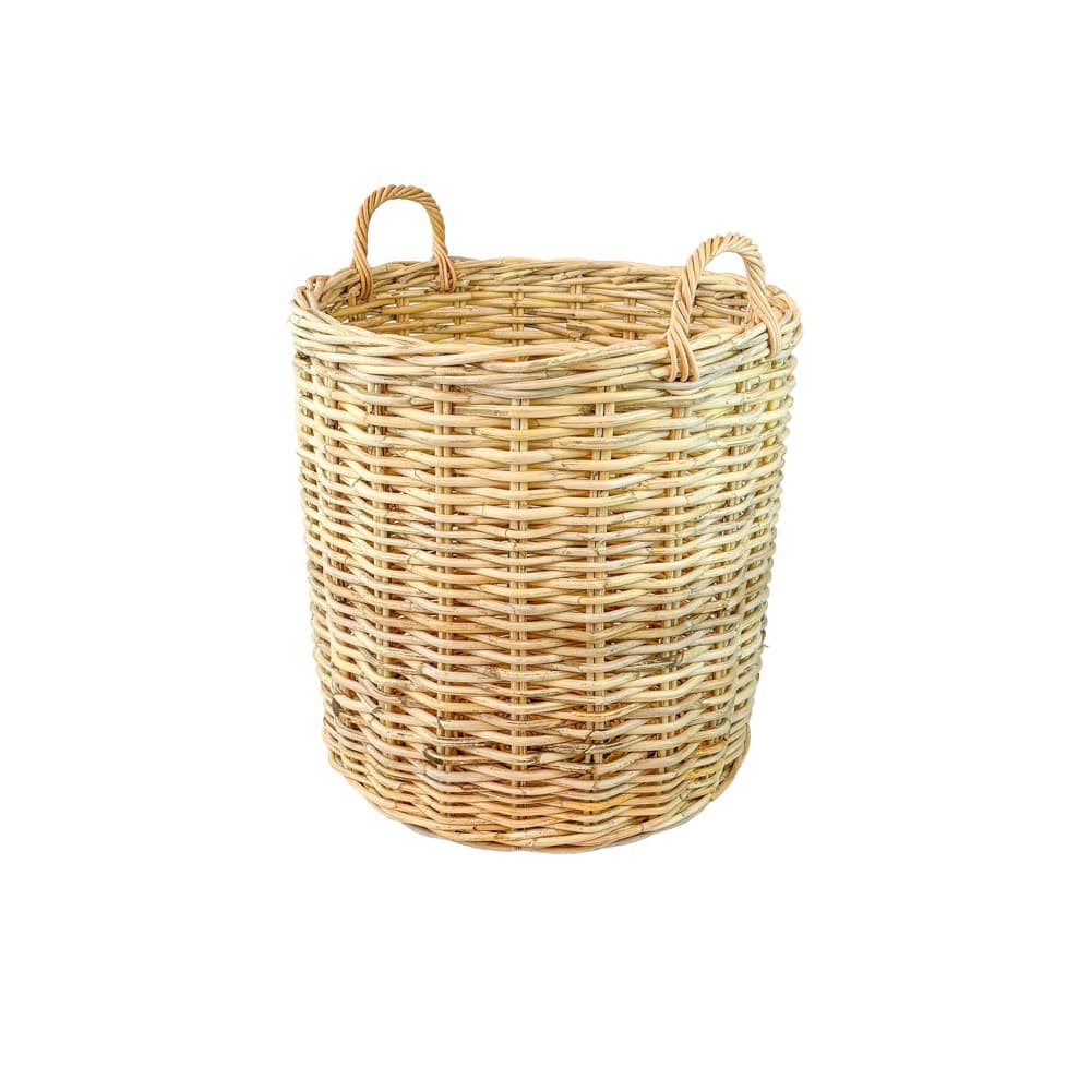 Set of 2 Natural Round Rattan Baskets w/ No Wheels by BIDKhome - Image 2